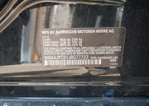 2018 BMW 430I Gran Coupe from USA, damaged, VIN WBA4J1C51JBG77723